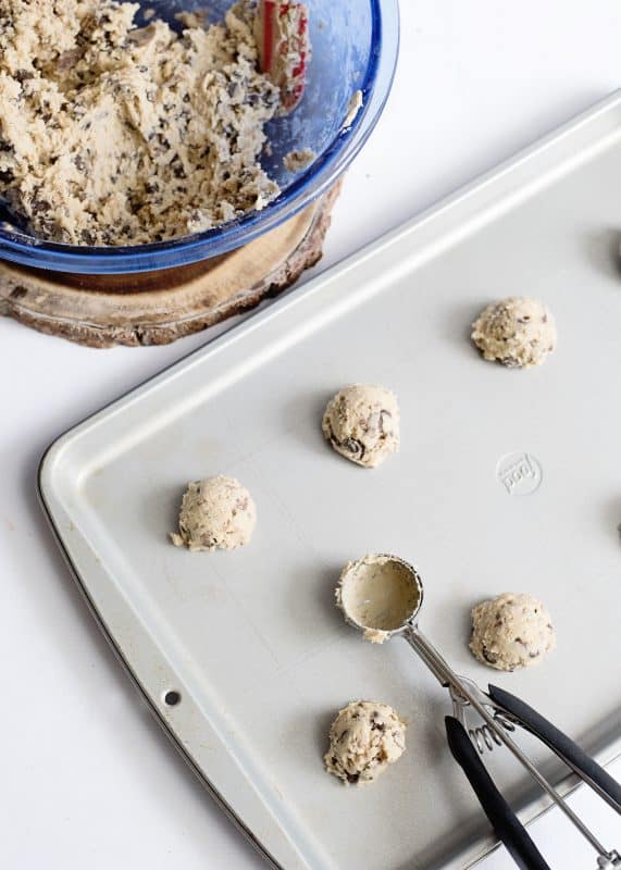 Place cookie dough balls on baking sheet.