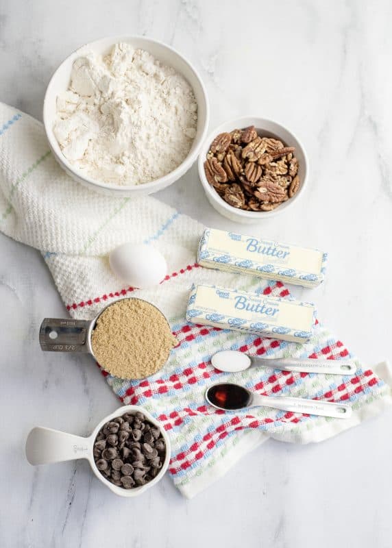 ingredients for pecan shortbread cookies.