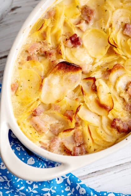 Baked ham and potato casserole.