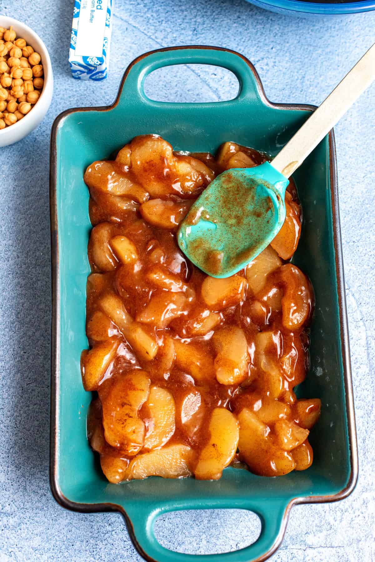 Spread apple mixture in pan