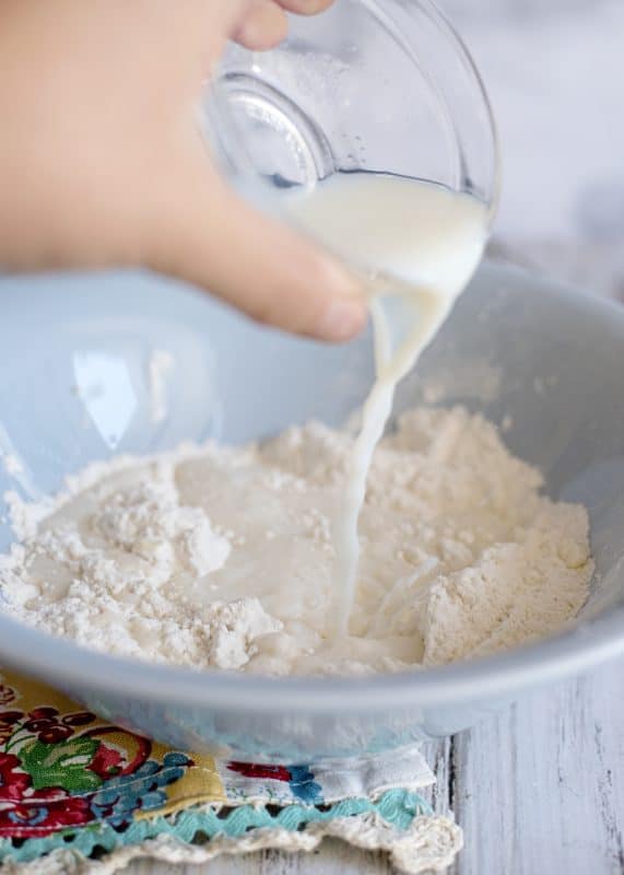 stir in milk to make a dough