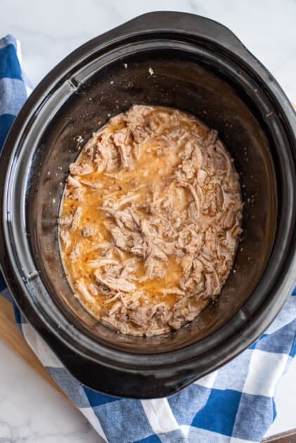 Pulled pork in the crock pot.