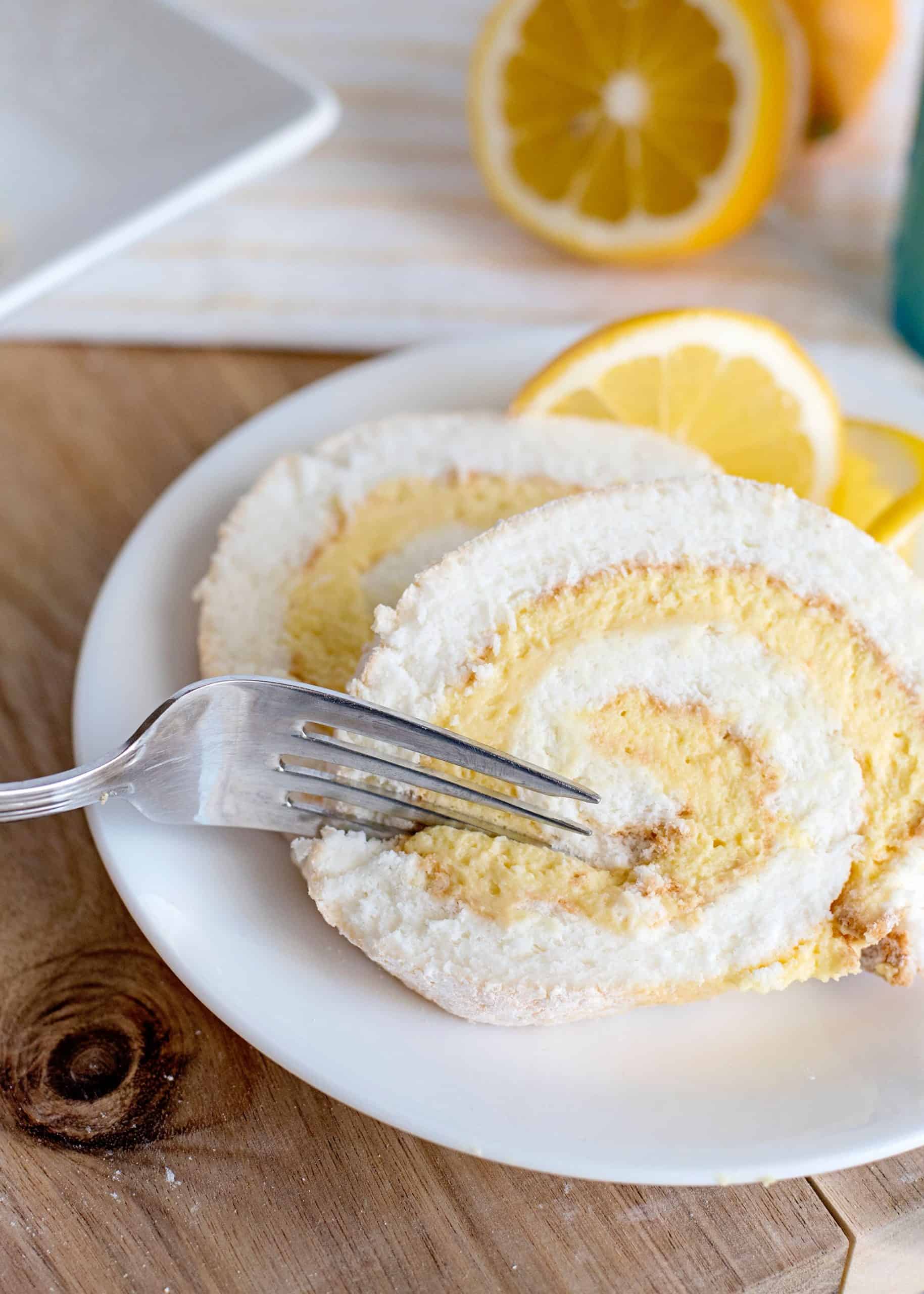 Lemon Angel Food Cake Roll