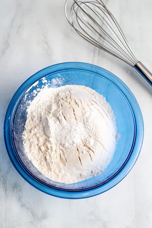 mix dry ingredients for the mint chocolate chip cookie recipe