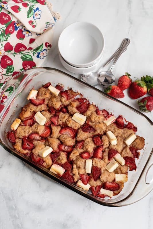 Baked Cream Cheese Strawberry Cobbler featured at Meal Plan Monday 251