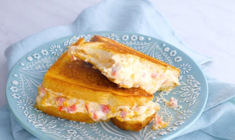 BIte out of Pimento cheese sandwich