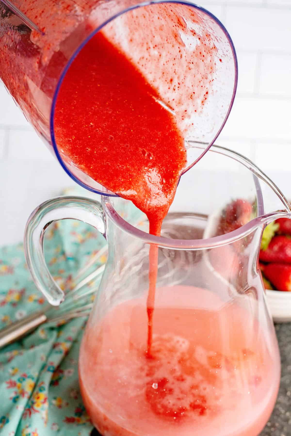 stir in the strawberry puree for the strawberryade