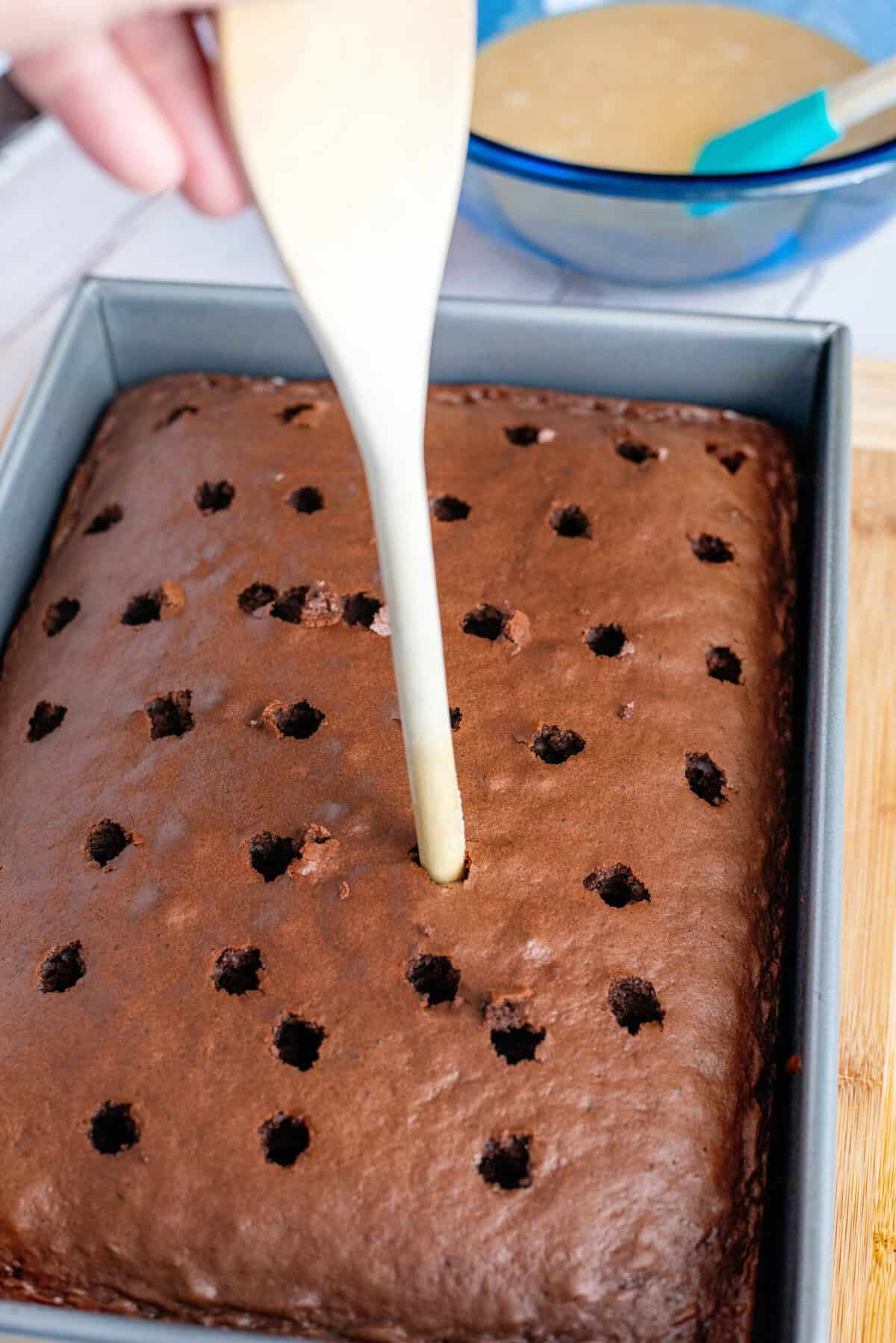 cake poked with holes