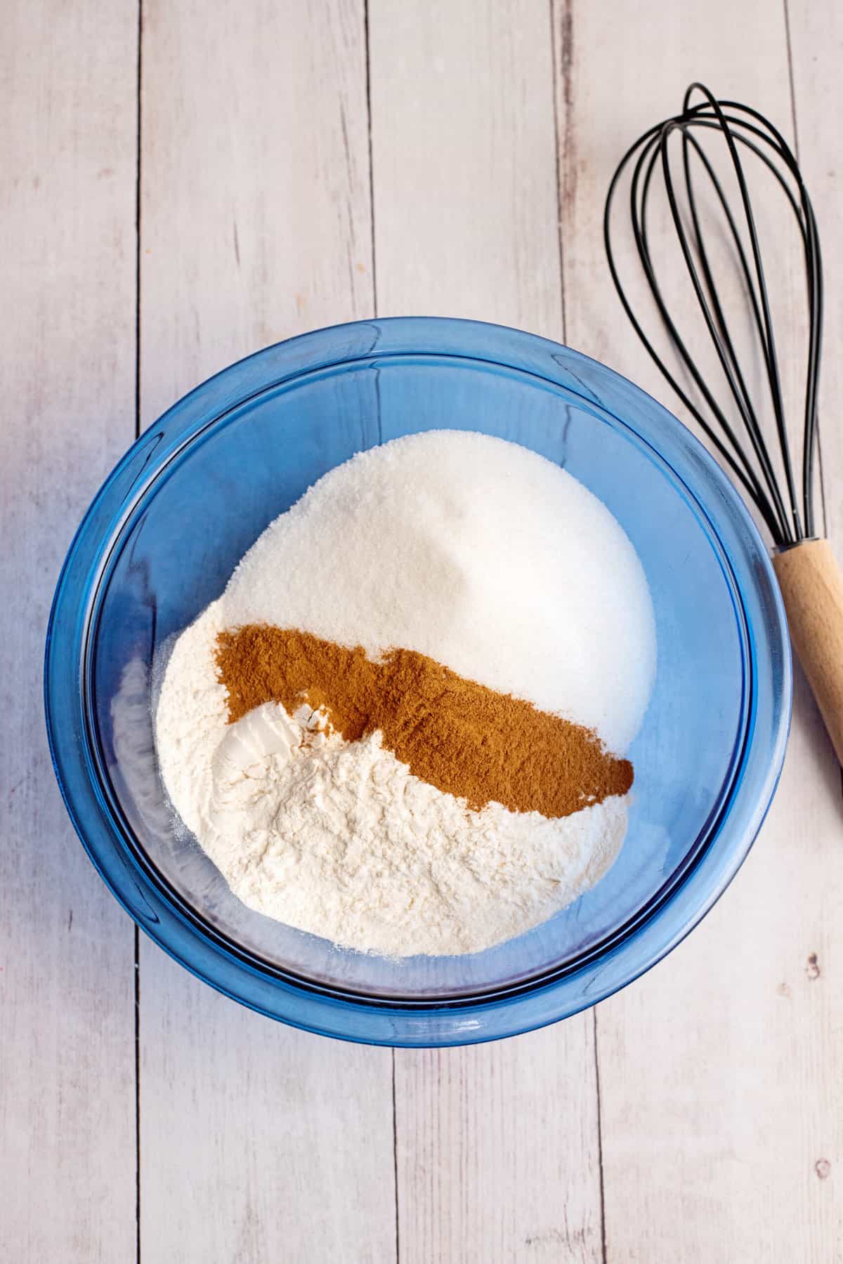 Stir dry ingredients together in a mixing bowl.