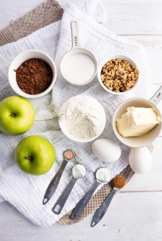 ingredients for apple brownies 