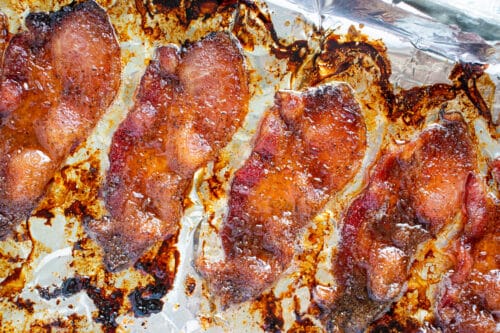 Cooked candied bacon.