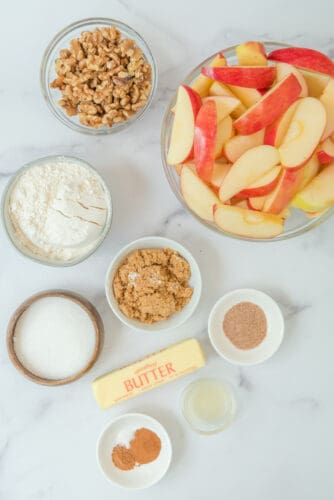 Ingredients for apple crisp in the crockpot.