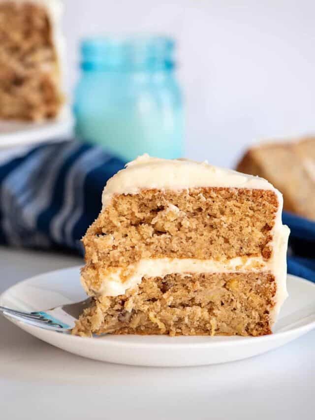 Slice of hummingbird cake.