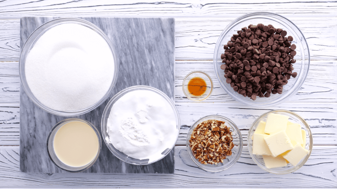 Ingredients for chocolate fudge.