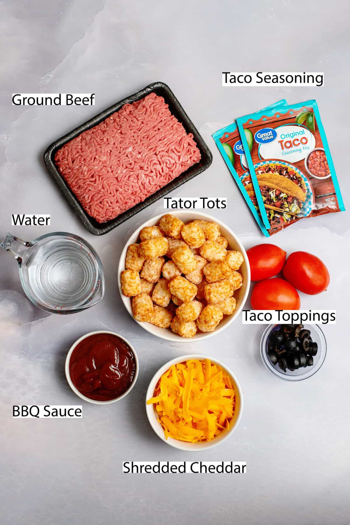 Taco Tater Tot Casserole ingredients