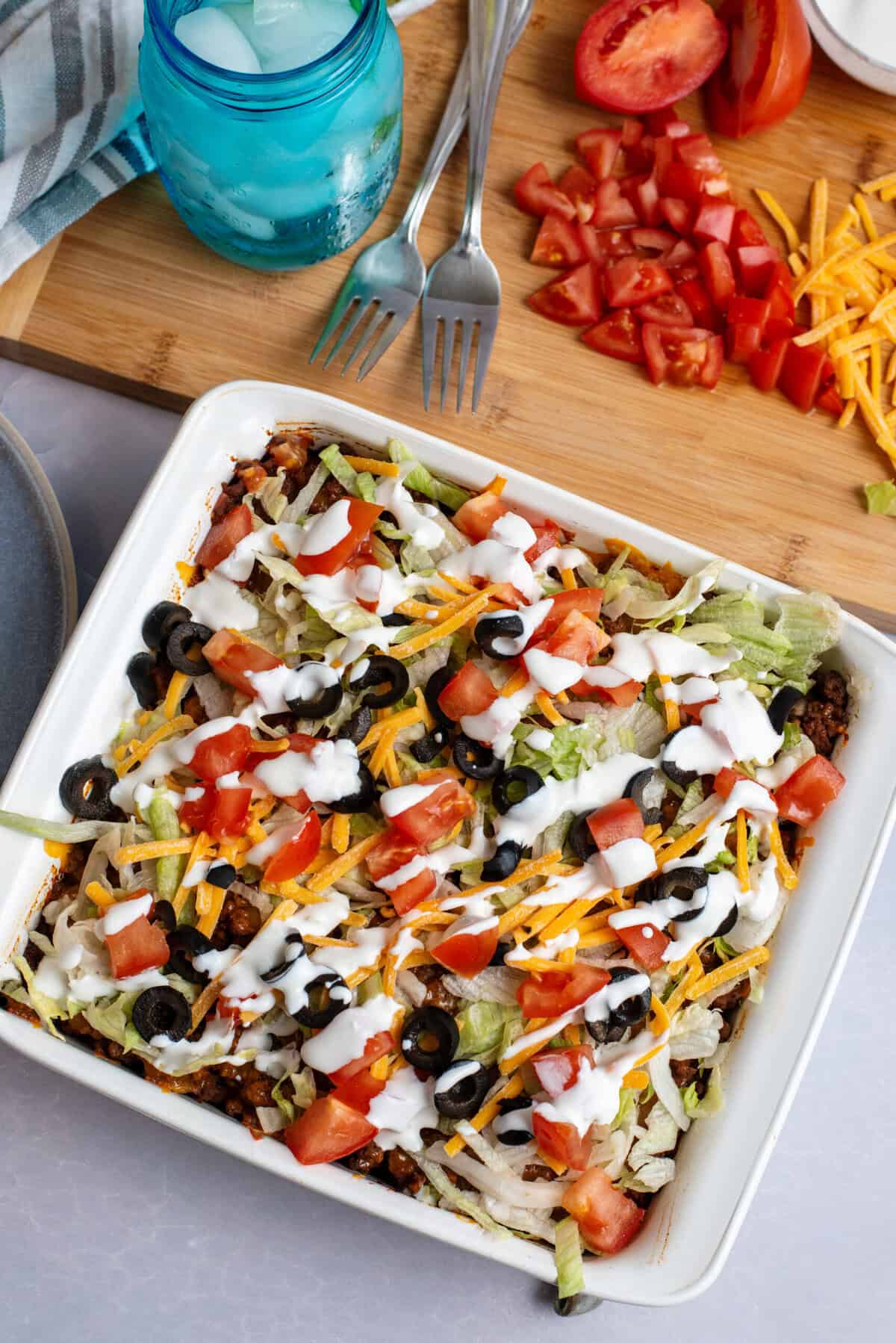 top casserole with taco favorites