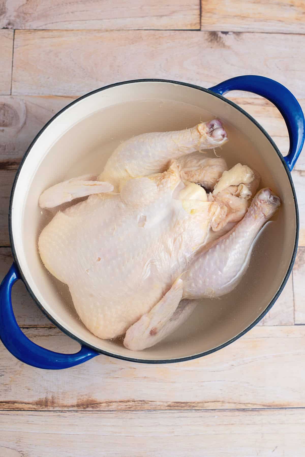 Cover Chicken with water in a dutch oven