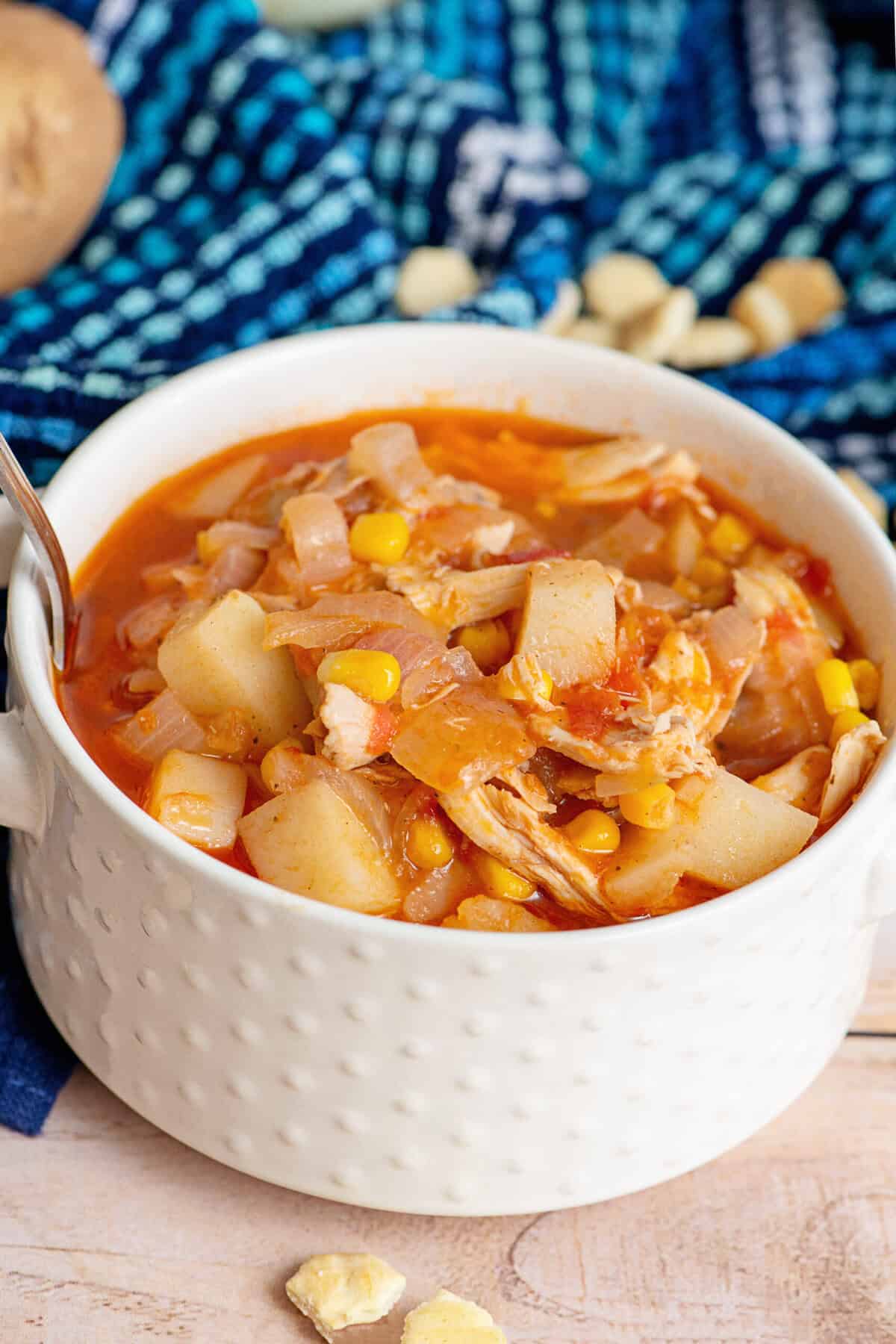 Ladle Southern Chicken Stew into bowls