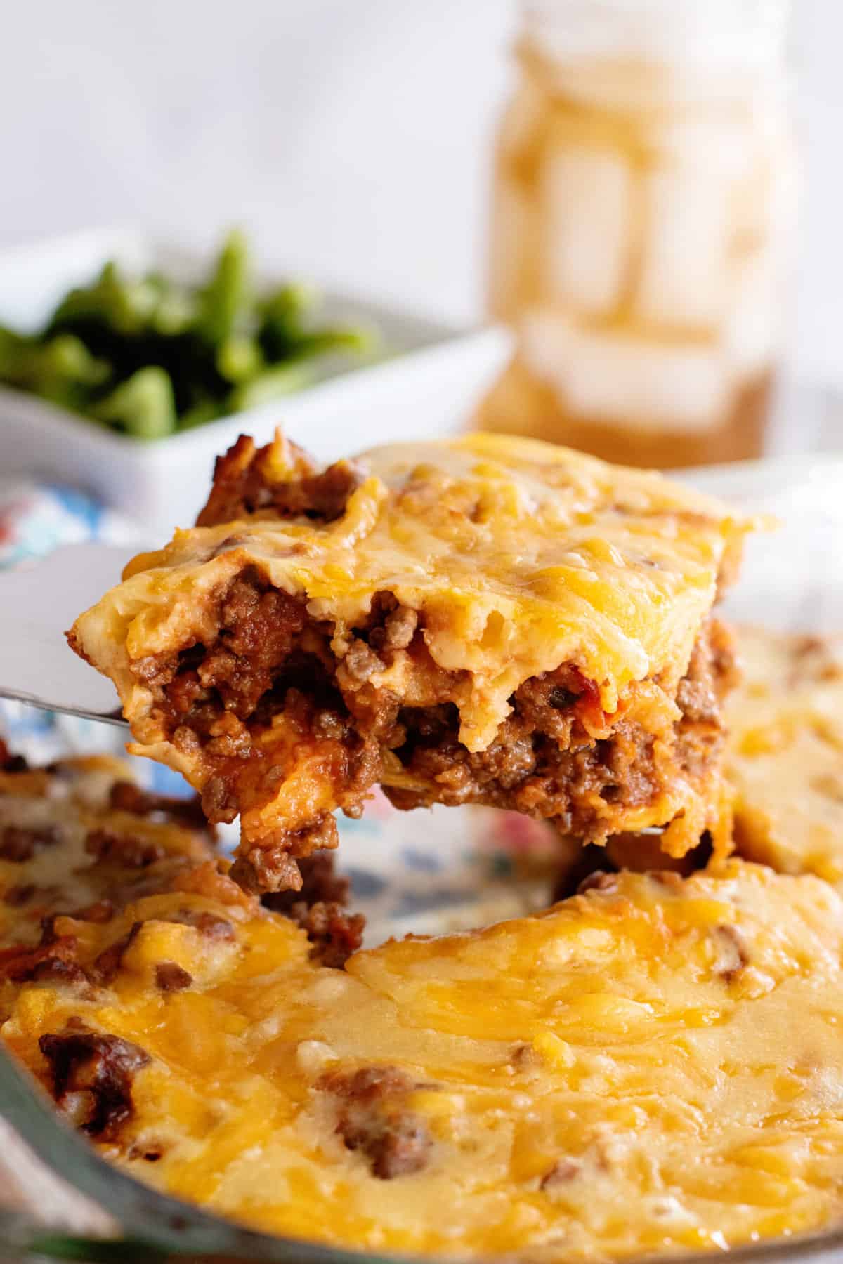 Slice of sloppy joes casserole.