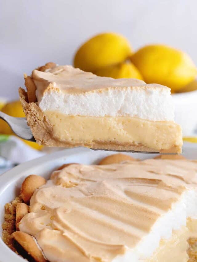 The layers of the lemon meringue pie.