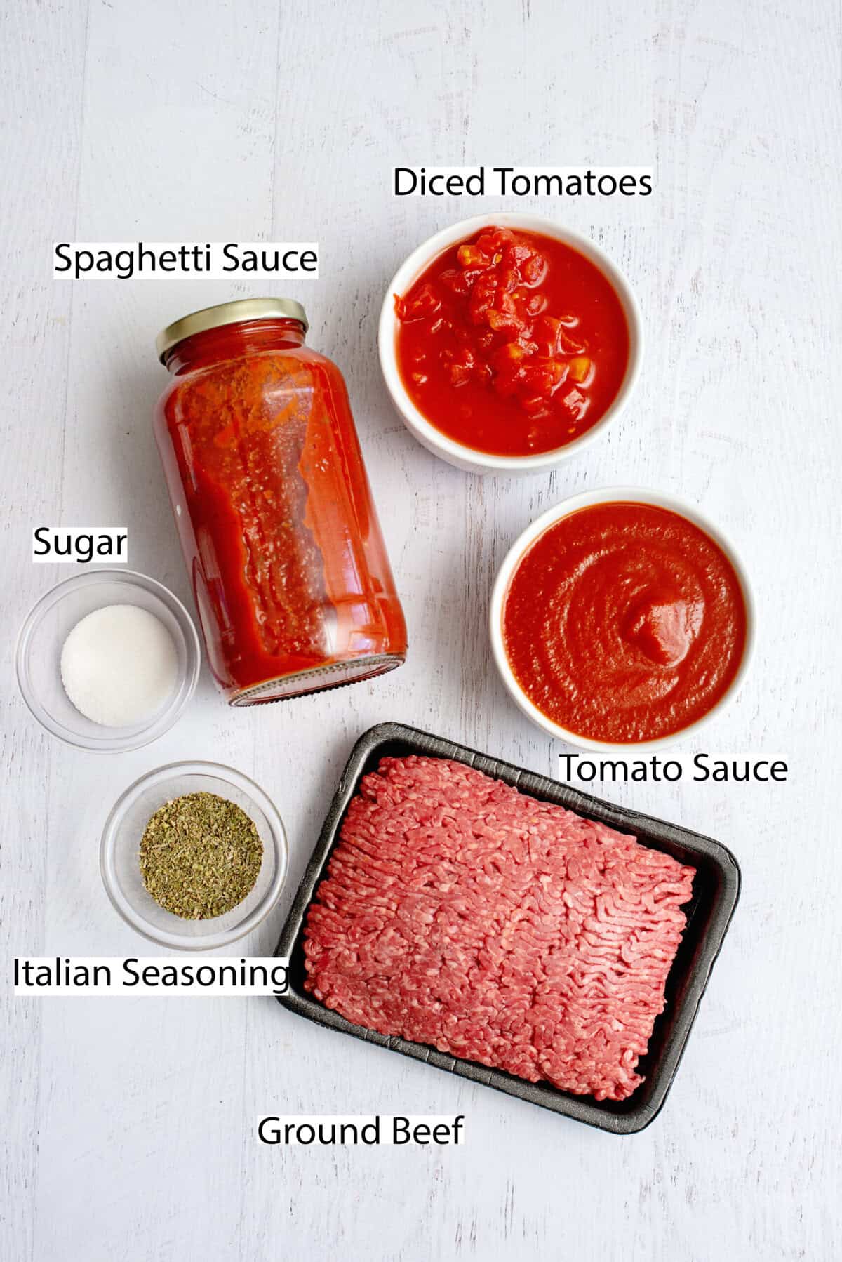 Ingredients for Super Easy Spaghetti Sauce