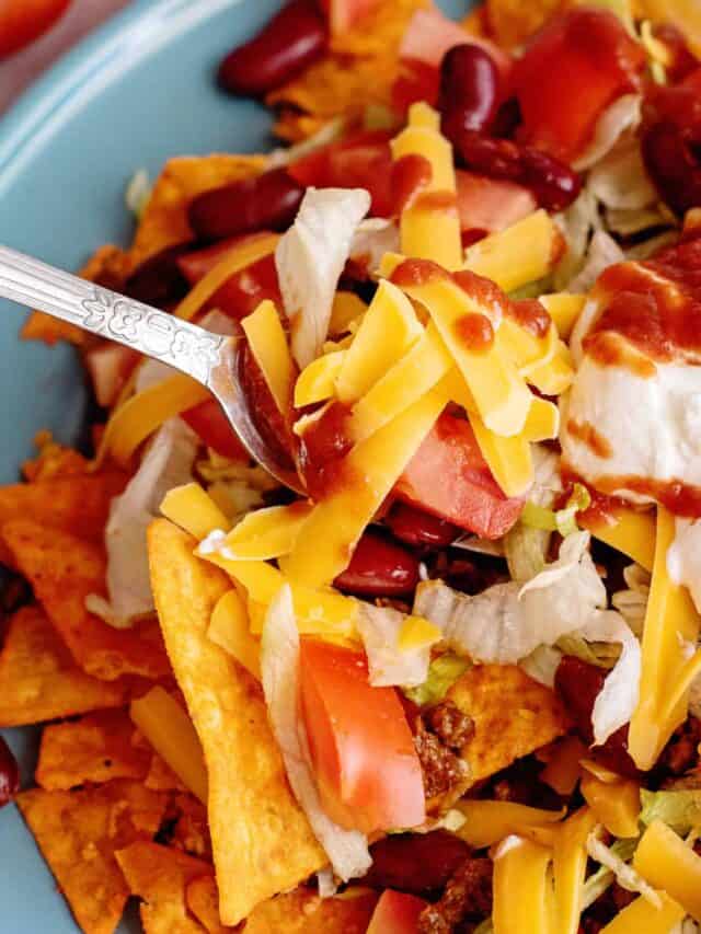 Forkful of fiesta taco salad.