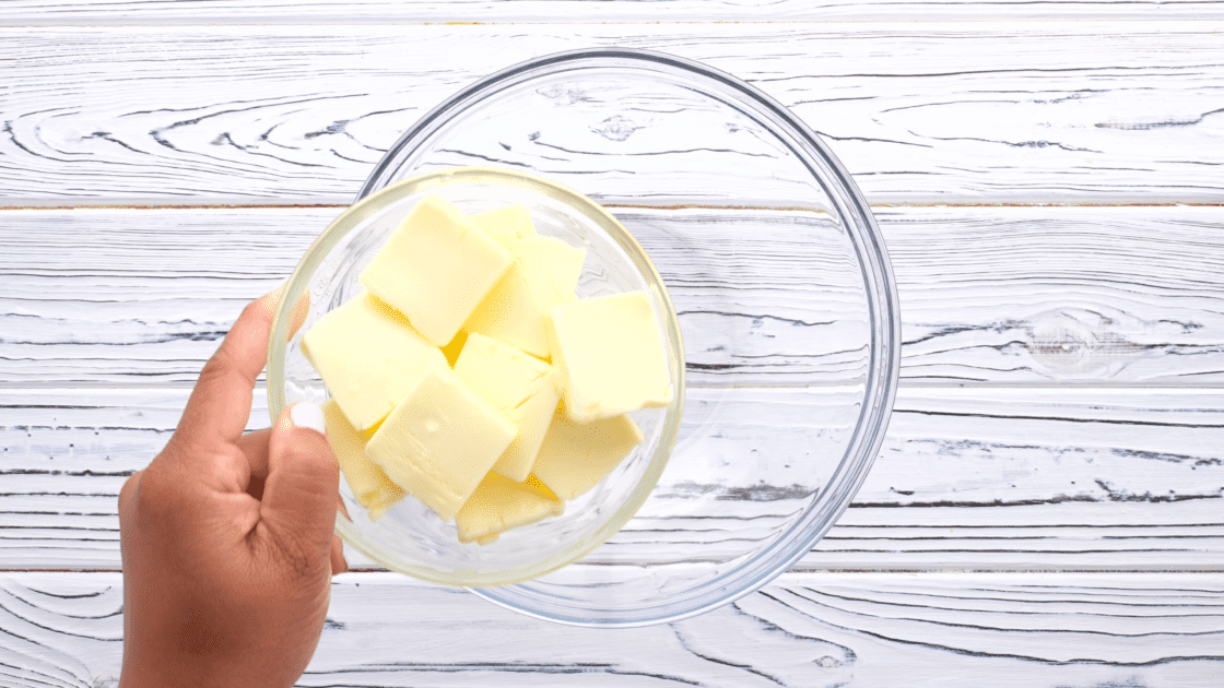 Add butter to separate mixing bowl.