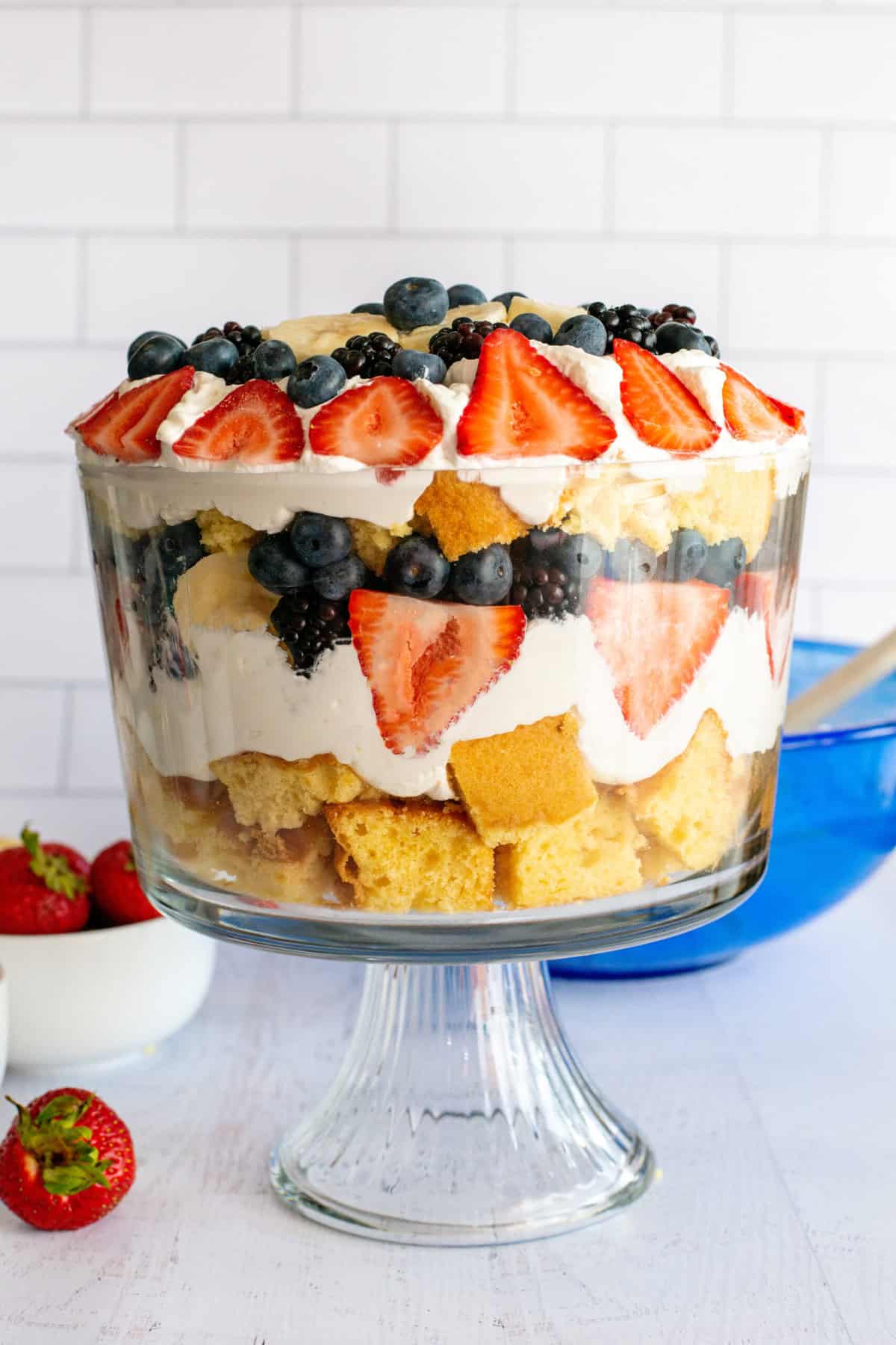 add in sliced fruit and layer