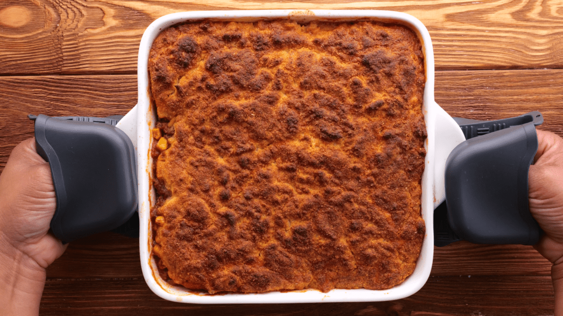 Baked Mexican cornbread casserole.