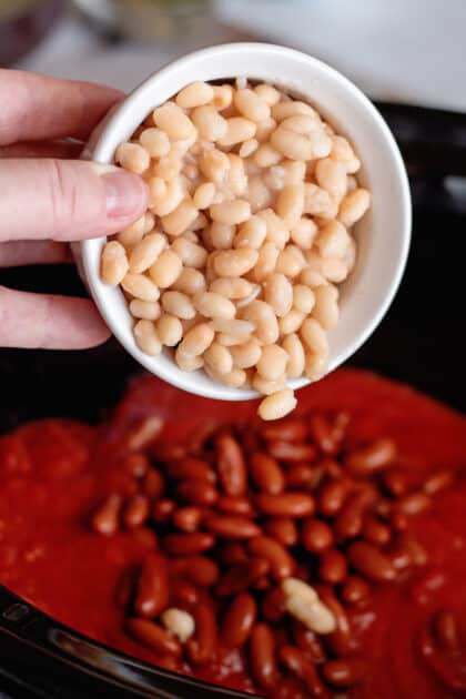 Add cannellini beans to crockpot.