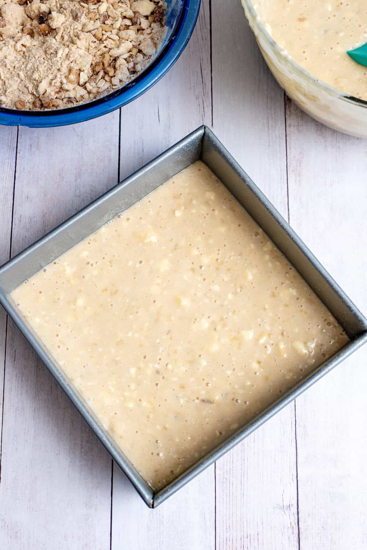 Pour 1/4 of batter into each pan