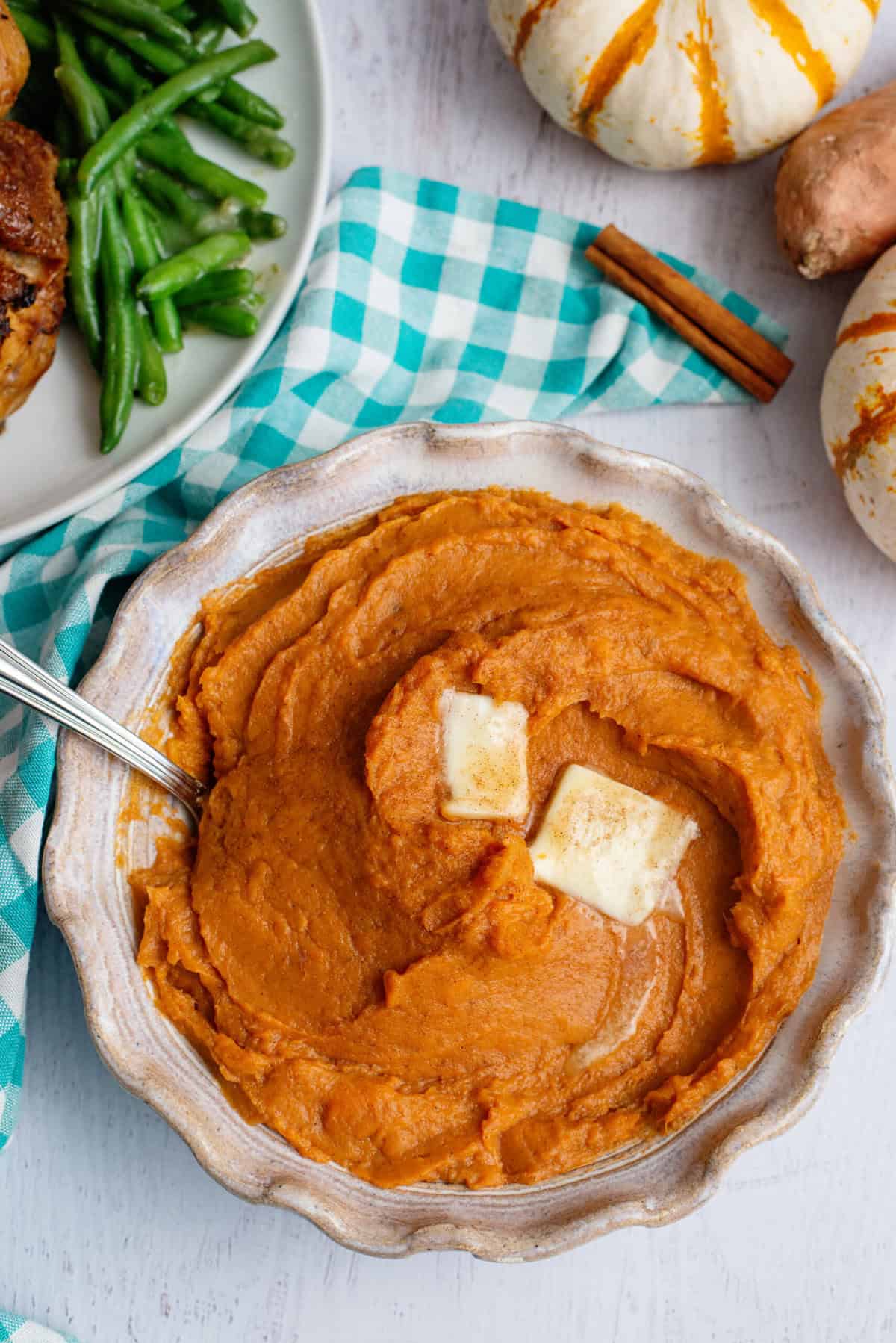 Mashed Sweet Potatoes in serving dish