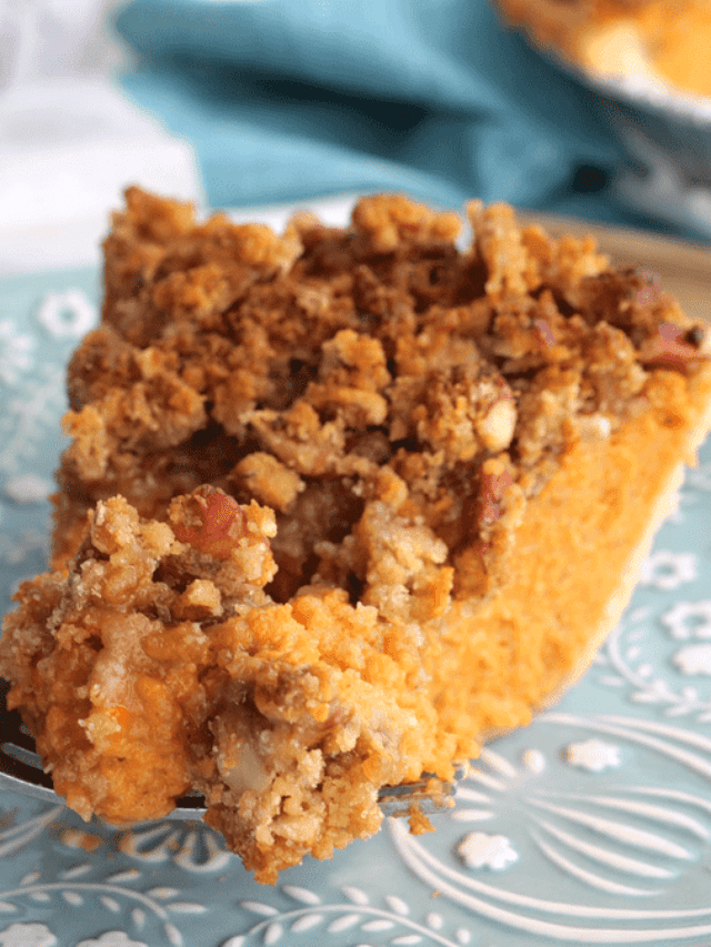 Forkful of Southern sweet potato pie.