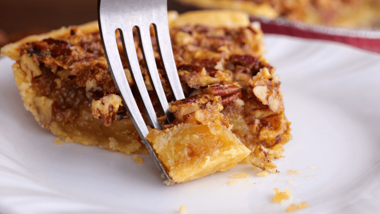 A forkful of perfect pecan pie.