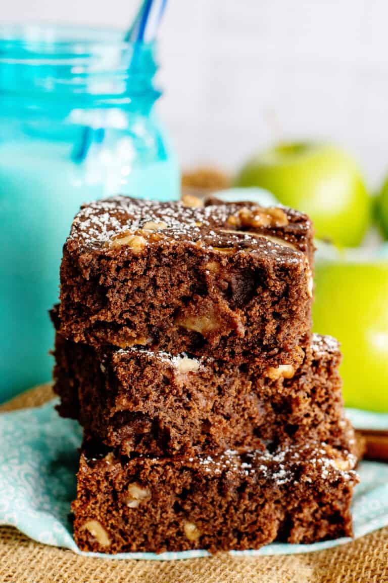 Apple Brownies with milk