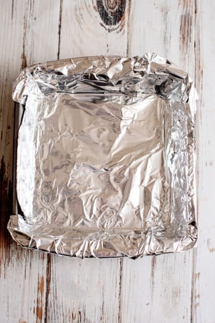 Line a baking dish with foil.