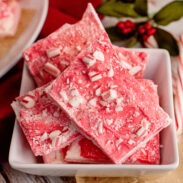 Bowl of candy cane bark.