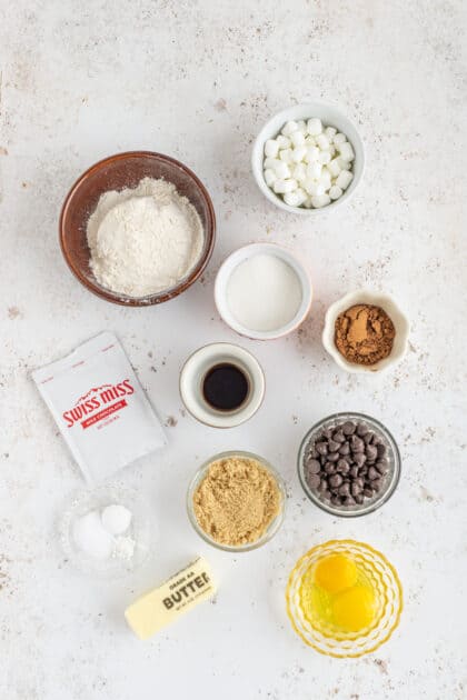 Ingredients for hot chocolate cookies.