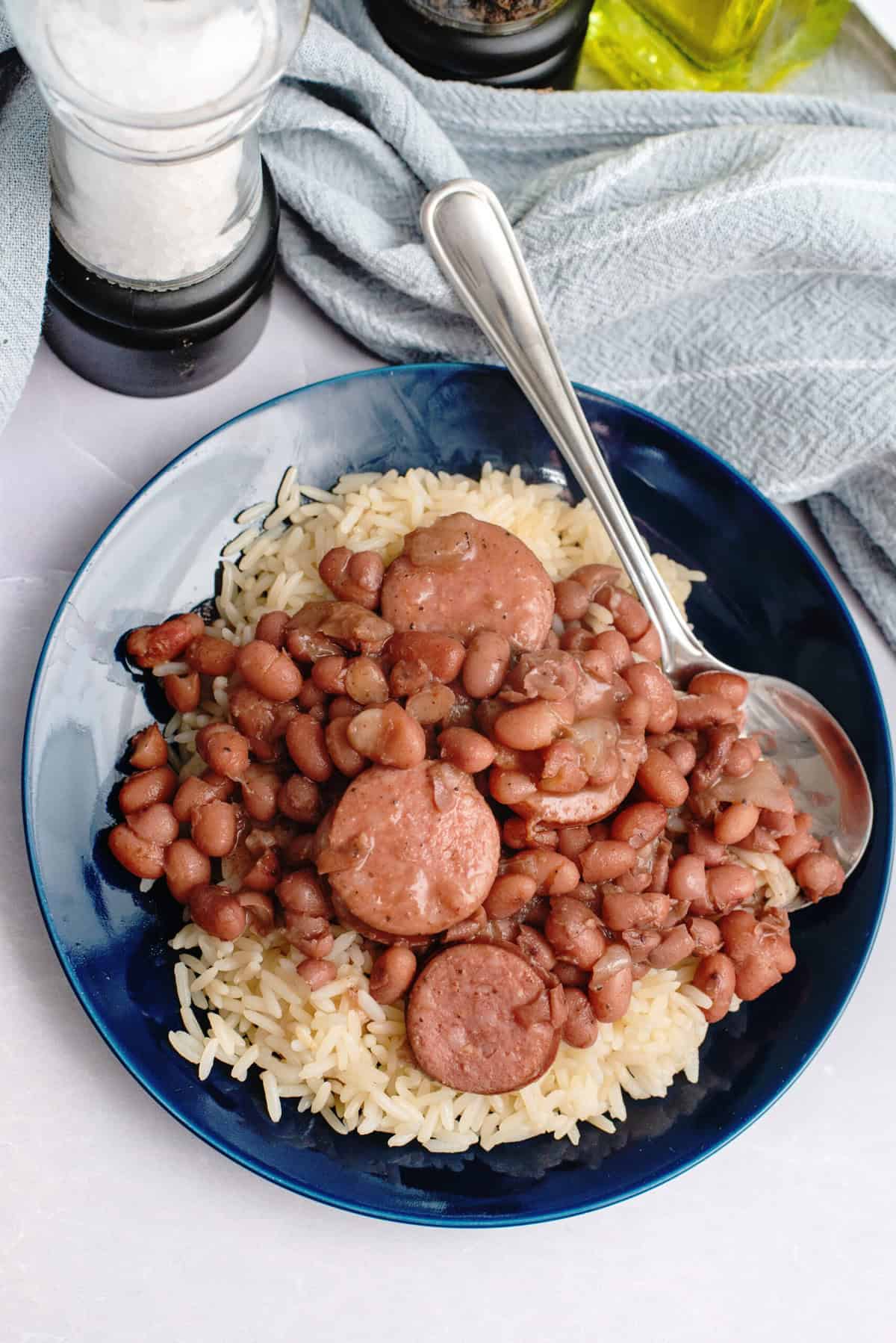 Easy Red Beans and Rice plated