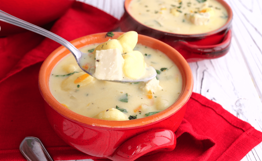 Spoonful of Olive Garden chicken gnocchi soup.