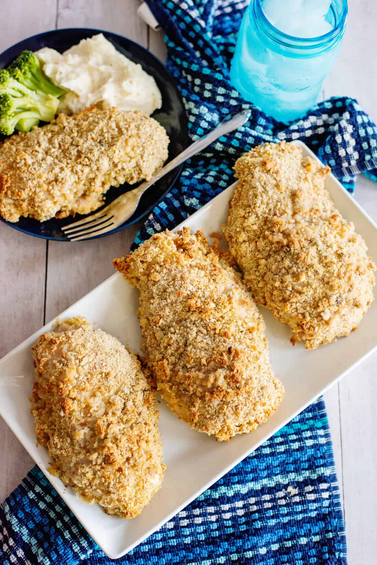 baked stuffing-coated chicken