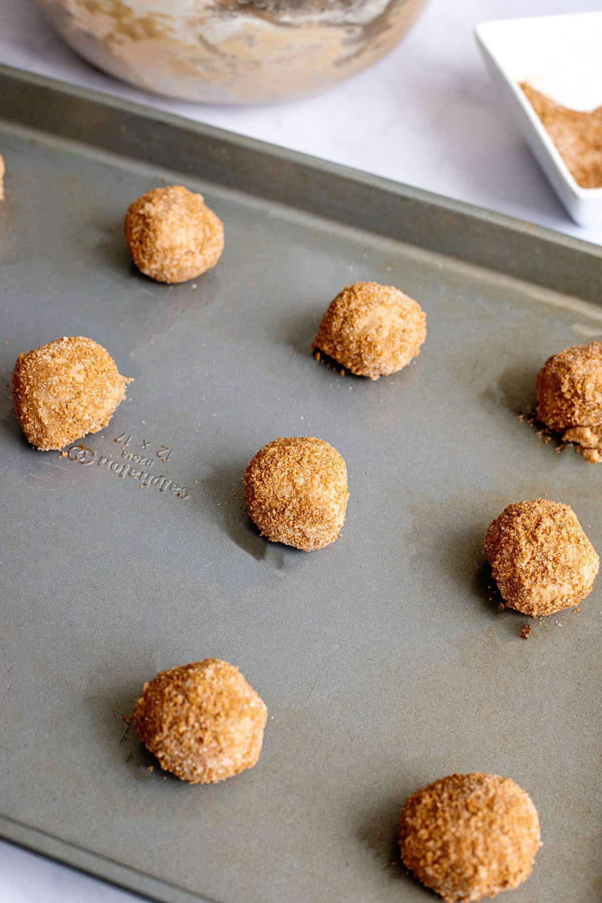 Place Pumpkin Spice Snickerdoodle dough on cookie sheets