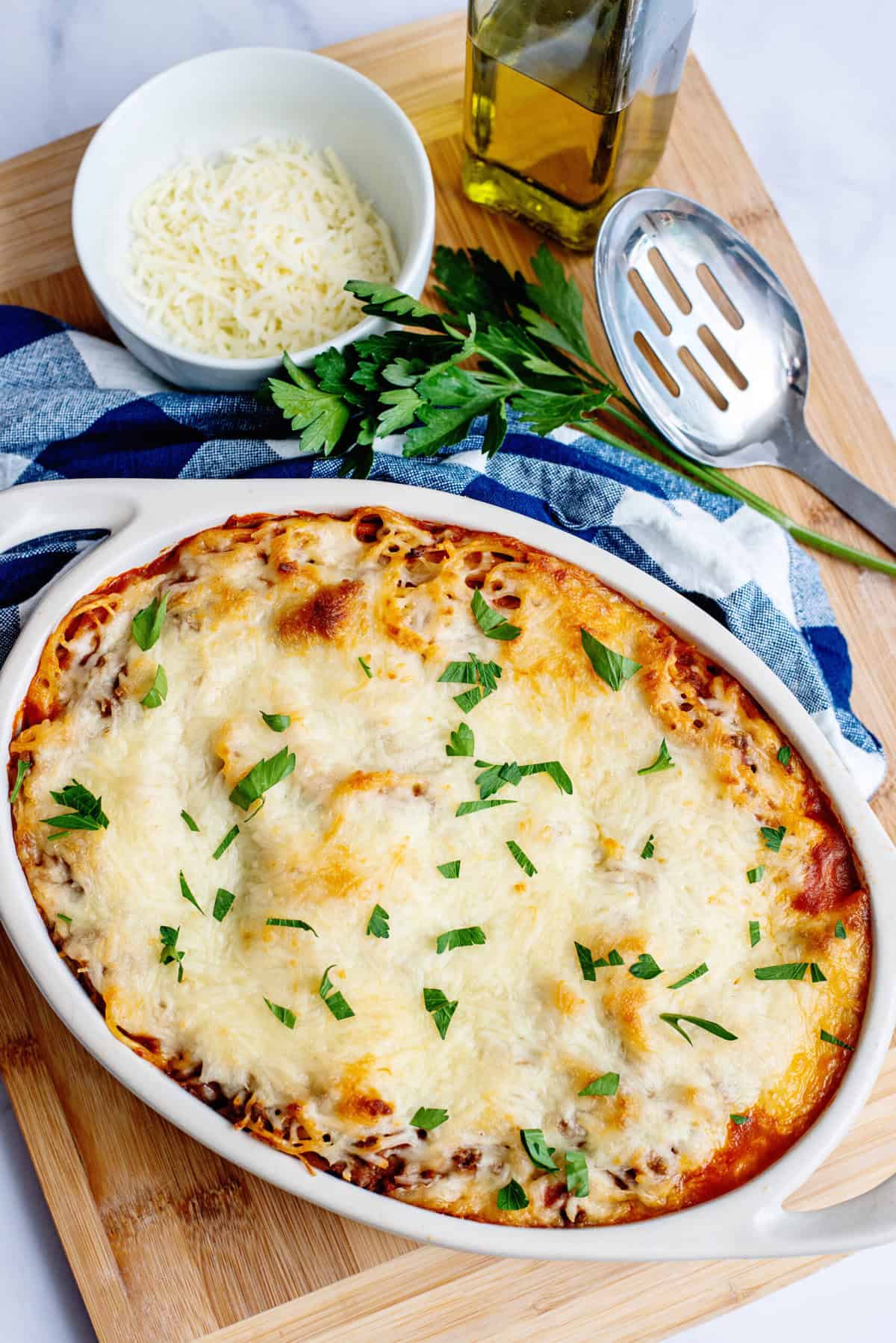 Baked Spaghetti after baking