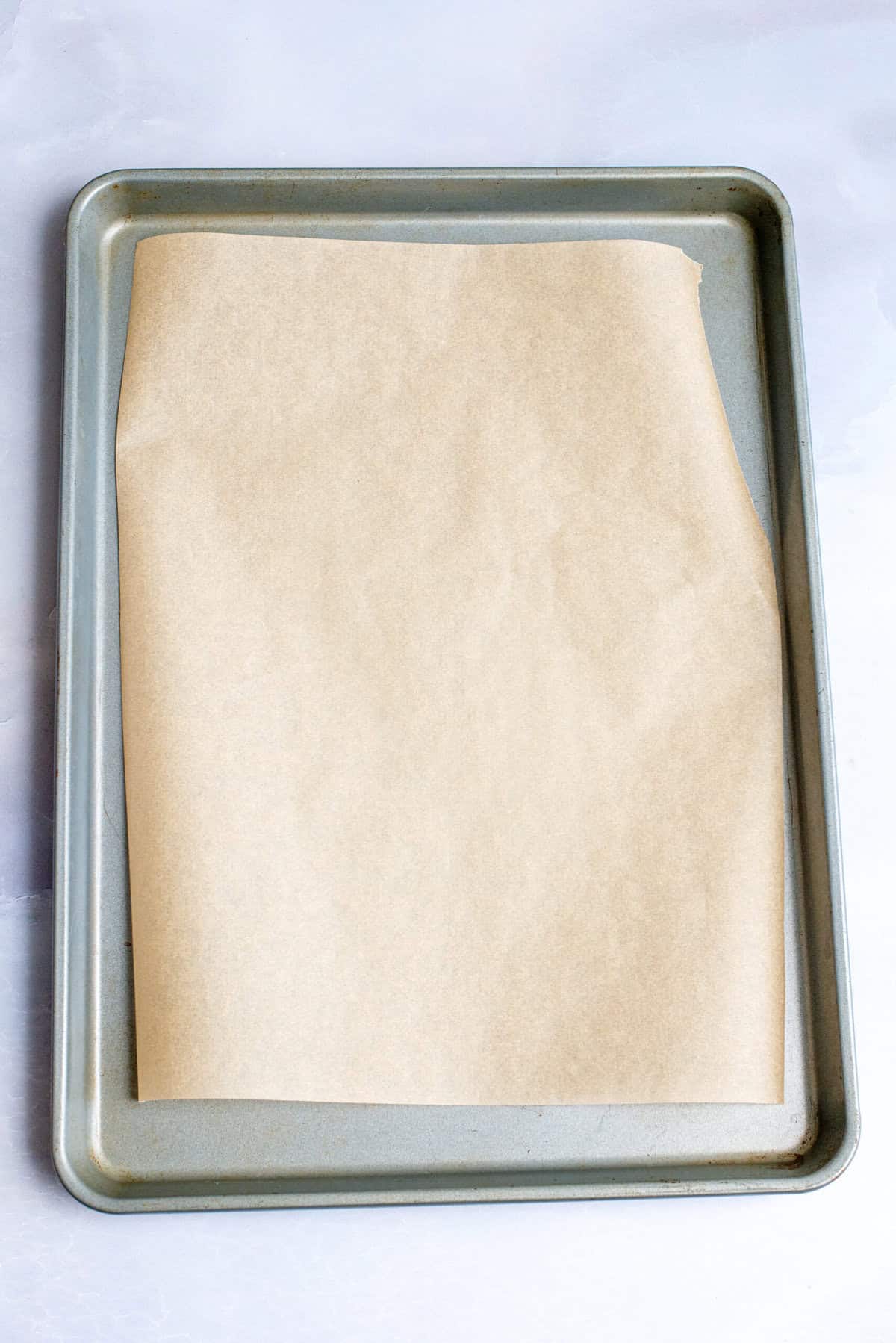 Parchment lined baking sheet