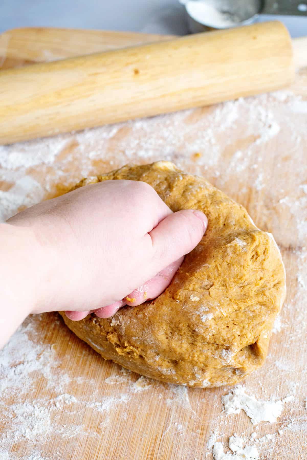 Kneed Pumpkin Scone dough briefly