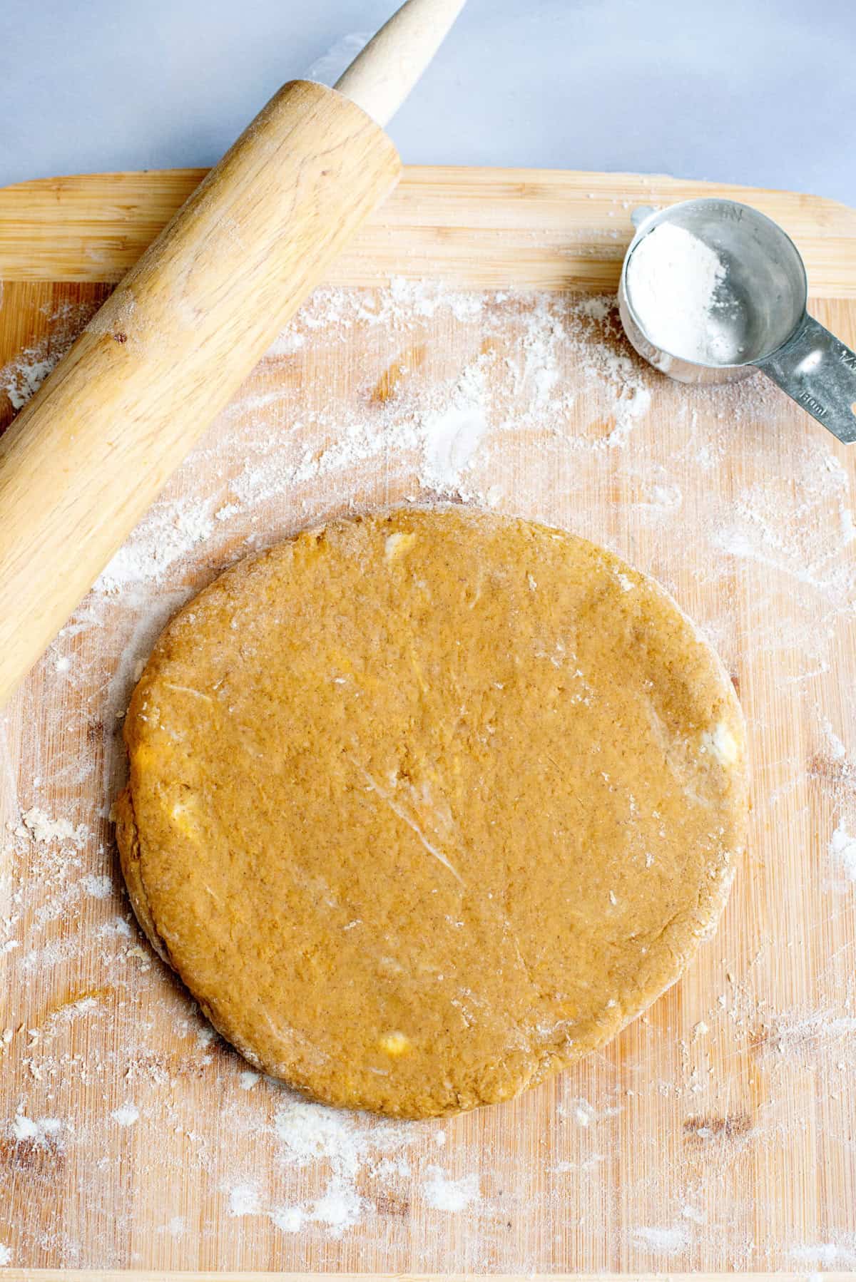 Roll Pumpkin Scone dough into a circle