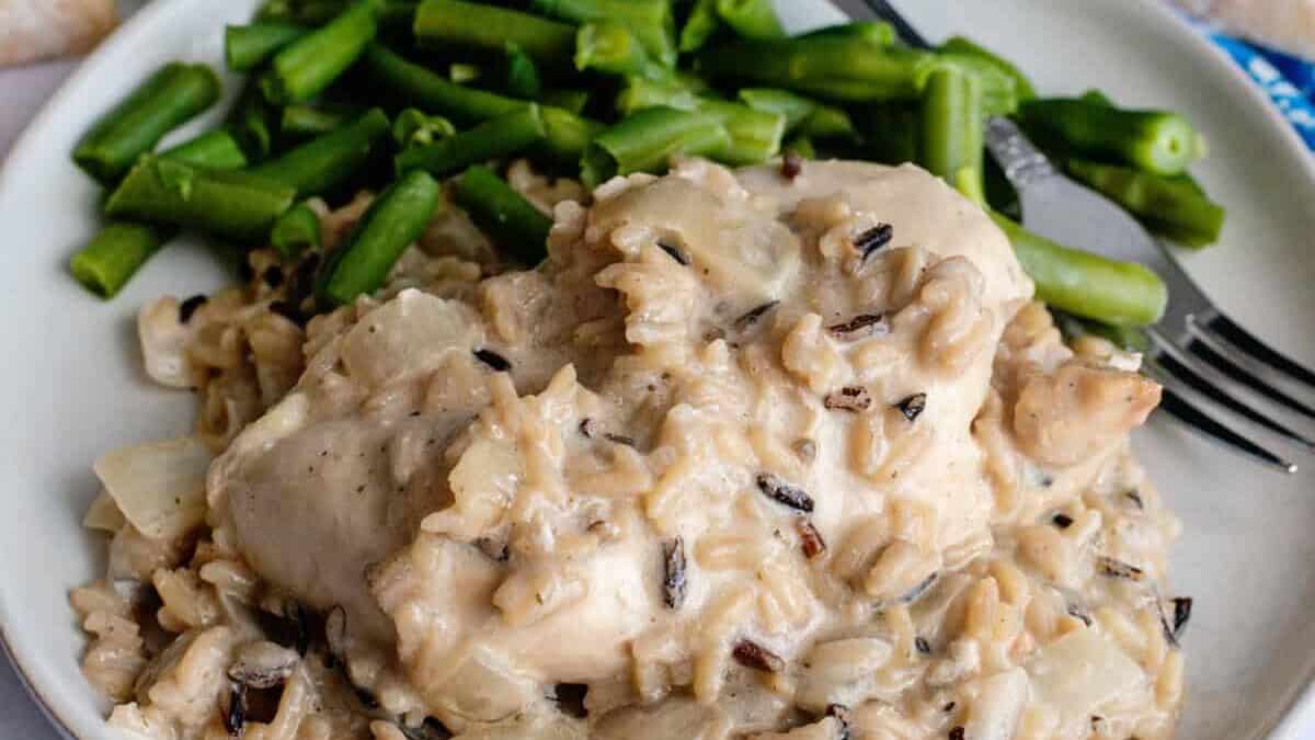 Slow Cooker Chicken and Wild Rice with greens