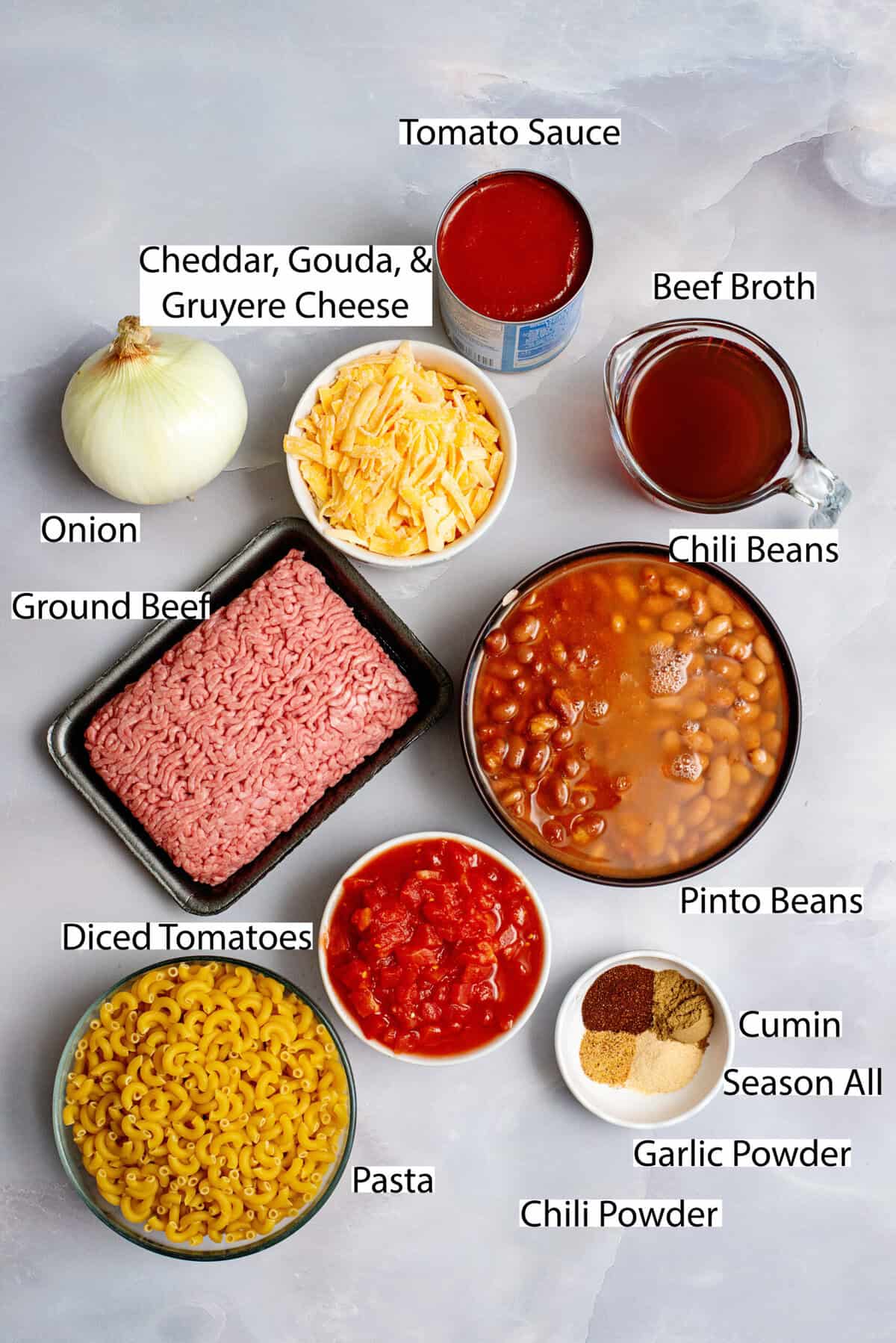 One Pan Chili Mac Ingredients