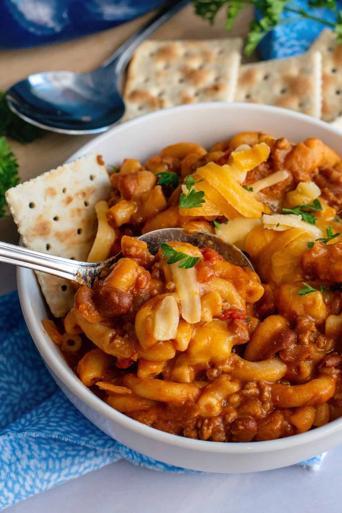 Serve One Pan Chili Mac serving