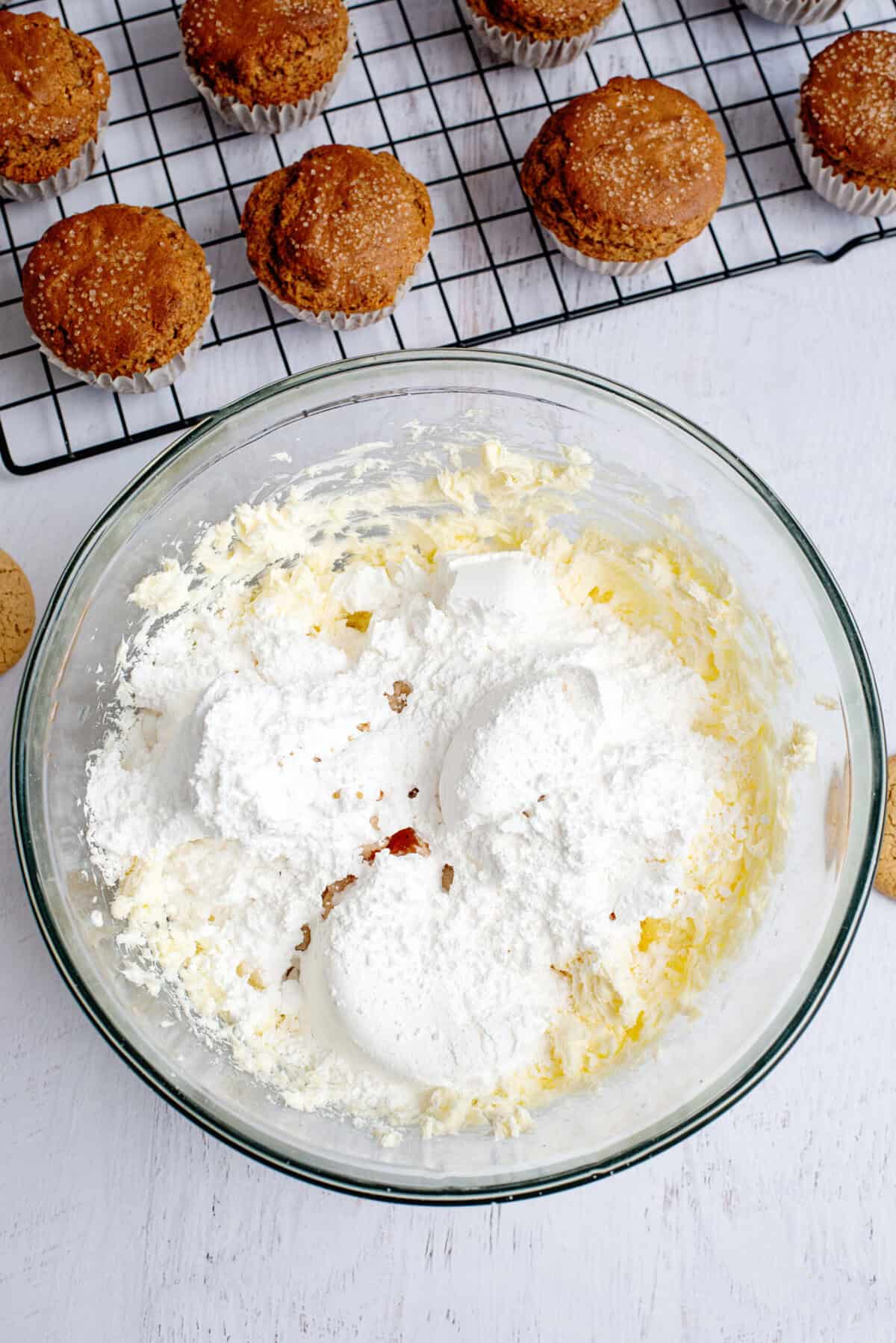 Add powdered sugar to cream cheese mixture